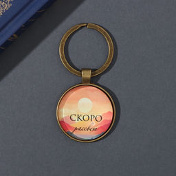 Брелок для ключей на кольце Круг. Скоро рассвет, стекло, металл, d=3 см
