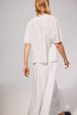 Blusa en mezcla de lino con lazada - H&m фото 4