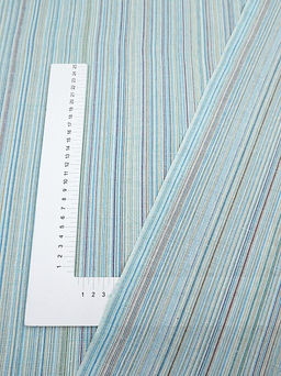 Полулен пестротканый "Бирюзово-голубой меланж - полоска", СОРТ2, ш.1.5м, лен-50%, хлопок-50%, 150гр/м.кв