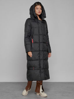 Пальто утепленное с капюшоном зимнее женское черного цвета 52109Ch - Mtforce фото 6