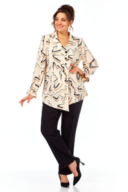 Костюм Элль стиль 2398 молочный принт / черный фото 2