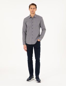Antrasit Slim Fit Uzun Kollu G_mlek
