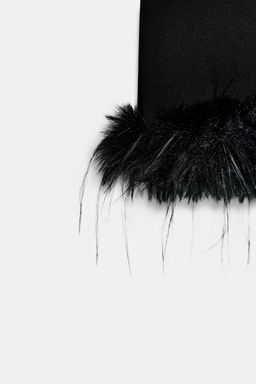 FLARE TROUSERS WITH FAUX FUR HEM