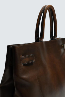 BOLSO DE MANO PIEL / Marr?n - Zara фото 6