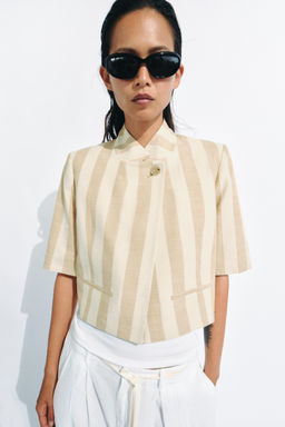 BLAZER CROPPED MANGA CORTA ZW COLLECTION / Crudo / Beige - Zara фото 2