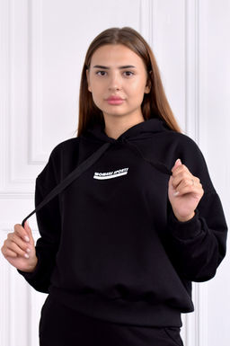 Арт. 1593 Худи женскоес капюшоном 44-52 (5 шт) Цвет:черный