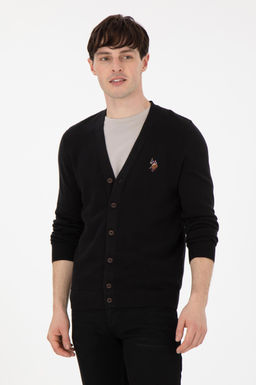 Мужской черный базовый трикотажный кардиган Неожиданная скидка в корзине