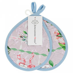 "Весеннее пробуждение" Кухонный комплект: прихватка 20х15,5см "Капелька" - 2шт, хлопок "Премиум" 191г/м2 - хлопок 100%, наполнитель - ватин 280гр/м2, "Домашняя мода" (Россия)