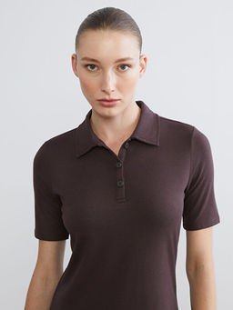 Polo Yaka A Kesim Modal Kar???ml? Elbise