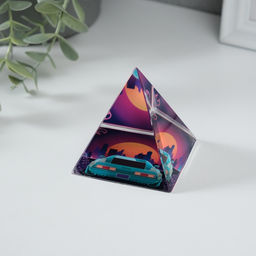 Фигурка стекло пирамида «Вид на город», 6×6×6 см