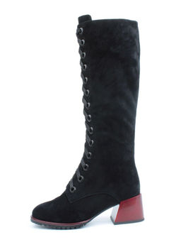 02-KF20025 BLACK Сапоги зимние женские (натуральная замша, байка и натуральный мех) - Фабричный китай фото 4