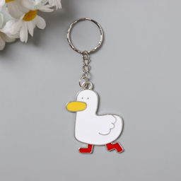 Цена за 12 шт. Брелок для ключей на кольце «Утка белая», металл, 4.5×4 см