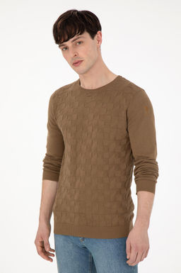 Erkek Slim Fit Bisiklet Yaka Haki Basic Kazak - U.s. polo assn фото 3