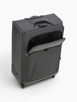 Чемодан на колёсах большой 97 л (L), на молнии, с увеличением, кодовый замок, 4 колеса, серый