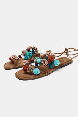 BEADED STRAPPY SANDALS - Zara фото 12