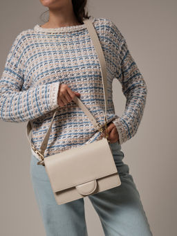 Сумка кожаная через плечо Deboro 30574 светлый крем