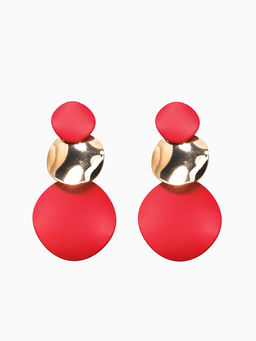 Серьги металл Азелия круги, трио, цвет красный в золоте