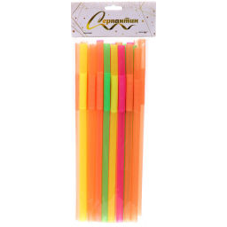 Цена за 4 шт. Трубочка для коктейля 10*260мм в наборе 25 шт цветная