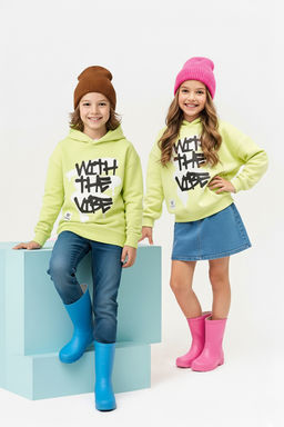 Sar? Pamuklu Bask?l? Kapusonlu Oversize Orme Kal?n/Ici Polarl? Unisex Sweatshirt TKDAW26SW00045