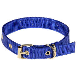 Ошейник клёпаный, 40,5 х 2 см, ОШ 26-34 см, полиэстер, синий - Пижон фото 2