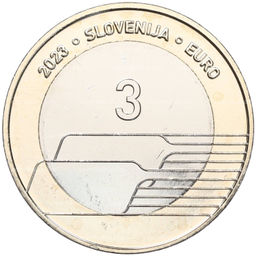 Монета 3 евро 2023 года Словения День словенского спорта