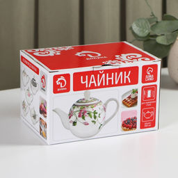 Чайник фарфоровый заварочный Доляна Розали, 800 мл, цвет белый  фото 6