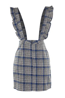 Gri Mini Kareli Jile Dokuma Elbise TWOAW20EL0292 - Trendyolmilla фото 7
