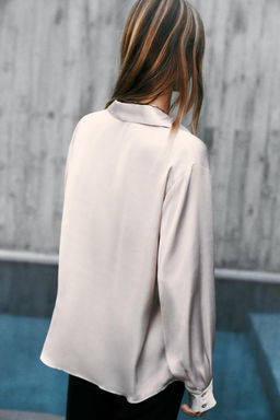 ASYMMETRIC HEM SATIN SHIRT - Zara фото 18