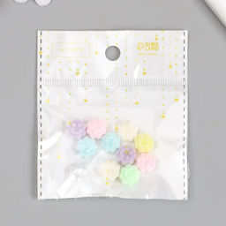 Цена за 10 шт. Бусина для творчества бархатное напыление Цветок-смайл. Нежные оттенки, 0.7?1.2?1.2 см