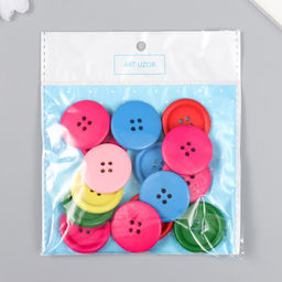 Цена за 2 шт. Пуговицы дерево для творчества 4 прокола «Простые», набор 15 шт., 3×3 см