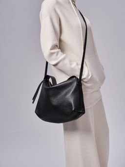 Сумка кожаная багет Deboro 30963 черная