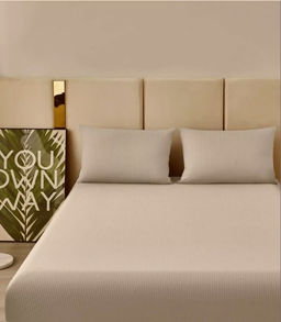 Простыня Страйп Жаккард на резинке Мерцана MERCJ006 (Бежевый) 160x200