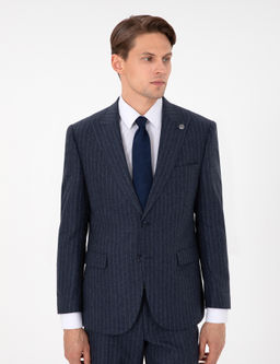 _ndigo Slim Fit _izgili Y_n Kar___ml_ Tak_m Elbise
