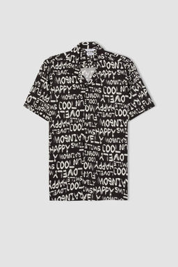 Гавайская рубашка из вискозы обычного кроя с принтом и короткими рукавами - Defacto фото 7