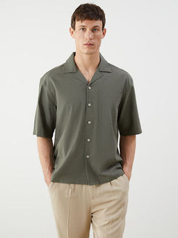 Regular Fit Resort Yaka K?sa Kollu Poplin Erkek G?mlek