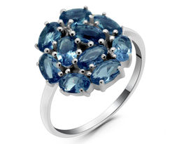 Кольцо из серебра танзанит выращ., Алира