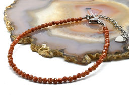 Браслет из авантюрина шарик граненый 2мм цвет оранжевый, 17см