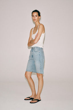 BERMUDA DENIM RELAXED TIRO MEDIO ZW COLLECTION / Azul lavado - Zara фото 4