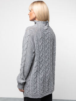 VILATTE / Удлиненный свитер тонкой вязки с шерстью  фото 5