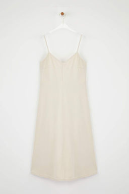 Bej Duz Midi Denim Elbise TWOSS25EL00859 - Trendyolmilla фото 5