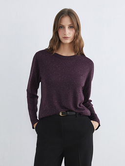 Bisiklet Yaka Parlak G?r?n?ml? Kad?n Triko Kazak