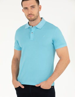 A__k Mavi Slim Fit %100 Pamuk Polo Yaka Merserize Ti__rt