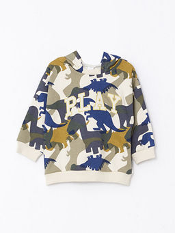 Kap??onlu Uzun Kollu Bask?l? Erkek Bebek Sweatshirt ve Pantolon 2li Tak?m - Waikiki фото 2