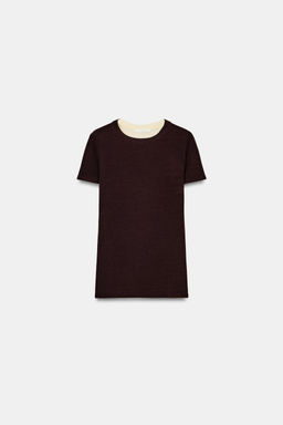 SHORT SLEEVE CONTRAST T-SHIRT - Zara фото 12