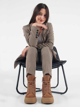 Ботинки 215.warmbr. светло коричневые замша/Байка