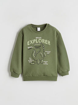 Dinozor Bask?l? Erkek Bebek Sweatshirt