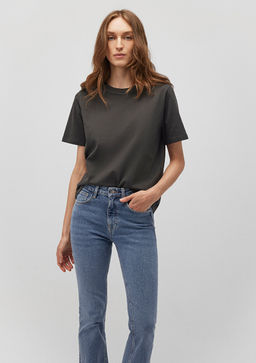 Bisiklet Yaka Gri Basic Tisort