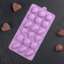 Форма для льда Доляна «Кристаллы», силикон, 22×11 см, 18 ячеек (3.2×2.5 см), МИКС