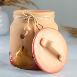 Банка для хранения сухофруктов «Борисовская керамика», 1 л, с отверстиями для вентиляции, персиковая