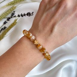 Браслет из Цитрина со вставкой клевер 18 см